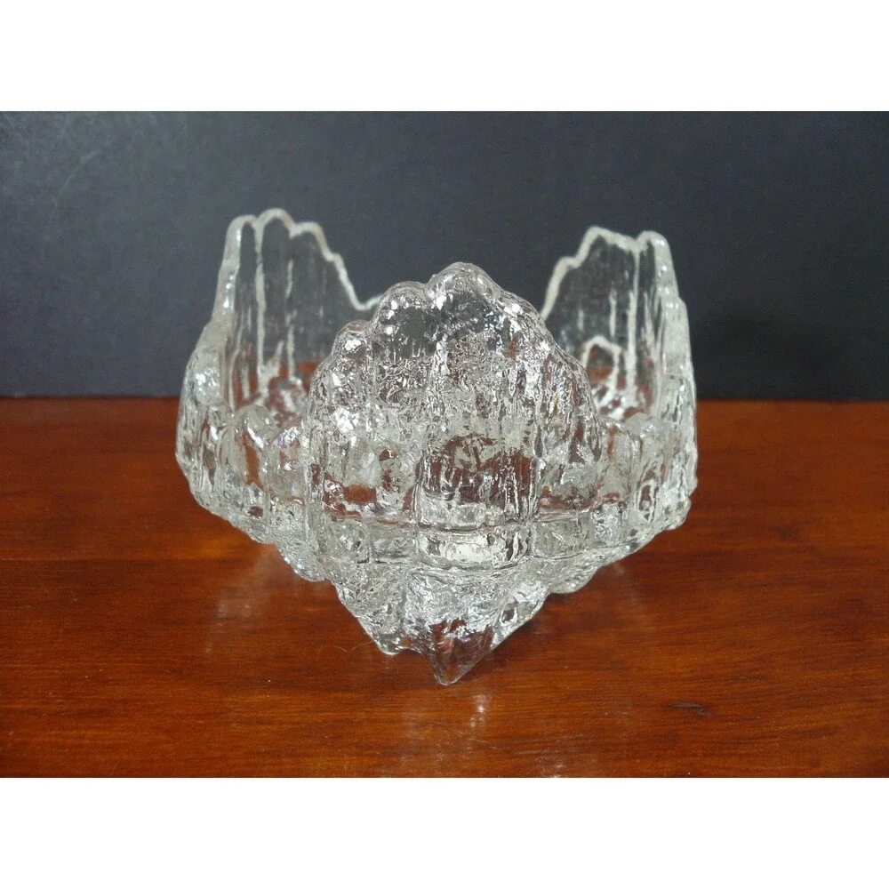 Clear Glass Icicle Candle Holder - Holds 3 1/2